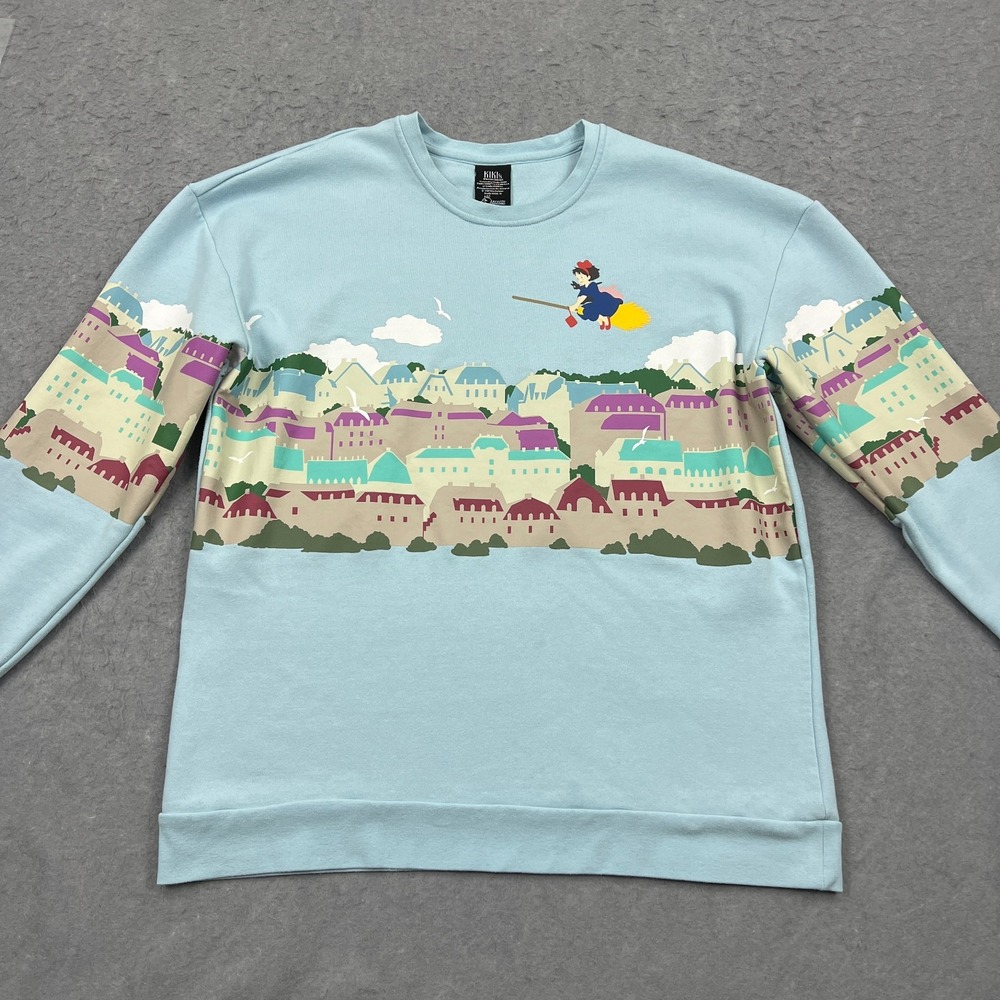 Kiki's Delivery Service Sweatshirt XL Blue Koriko Skyline Crewneck Pullover‎ Top